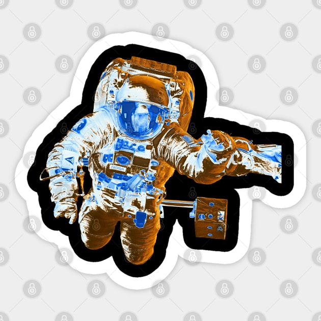 NASA Astronaut in Gold, White and Blue Colors Sticker by The Black Panther